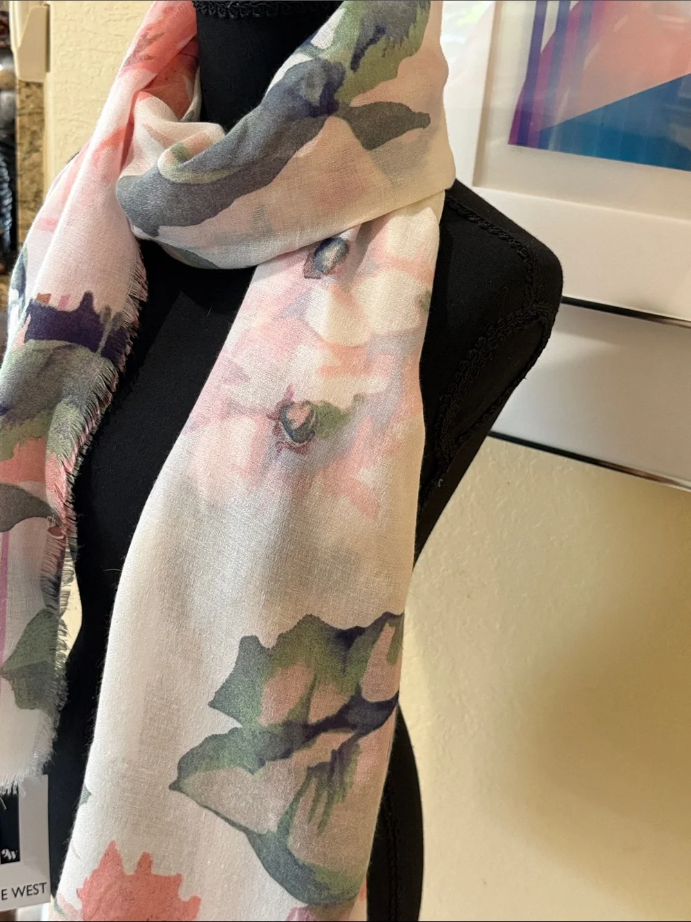 Nine West Pink and Green Floral Sheer Curtain Panel
